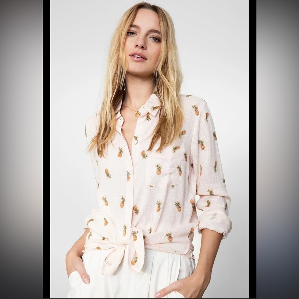 Rails Charli Blush Pinas Pineapple Linen Blend Button Up